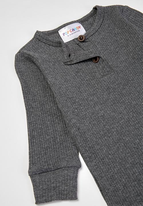 Pop Candy - Henley romper - charcoal