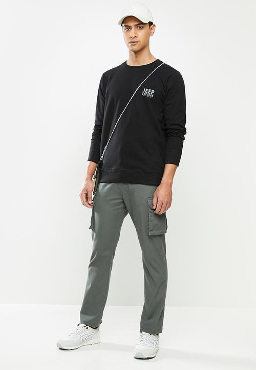 JEEP - Louie graphic crew pullover - black