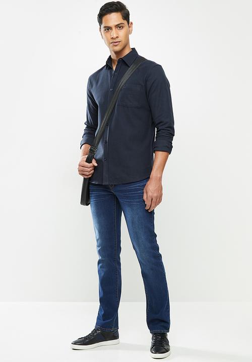 JEEP - Long sleeve flannel base shirt - navy