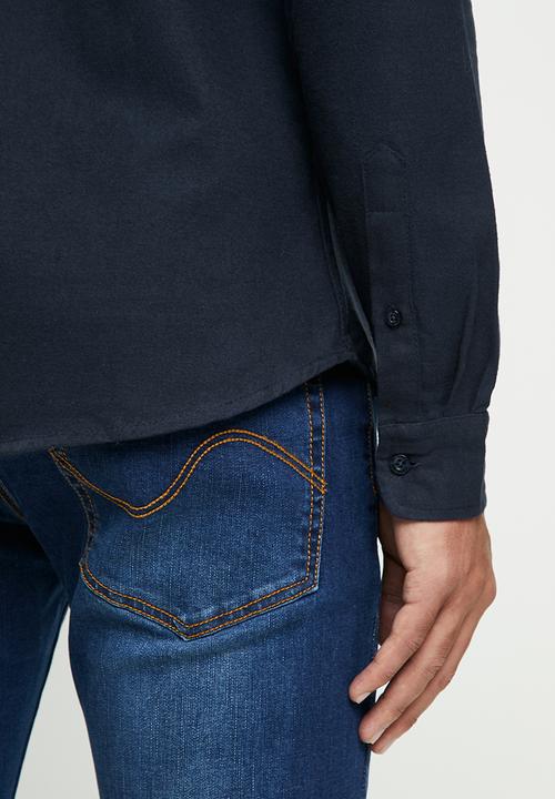 JEEP - Long sleeve flannel base shirt - navy