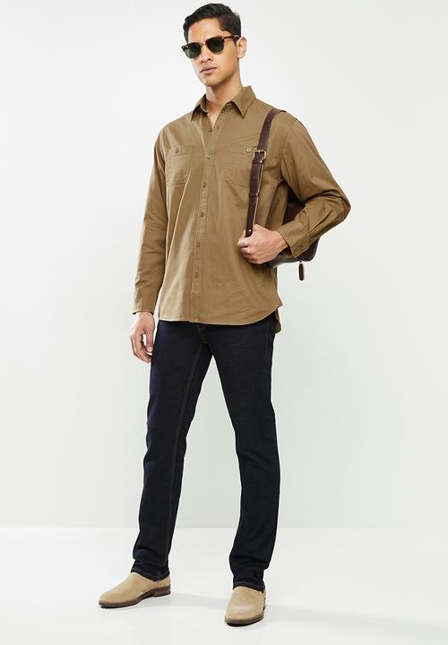 JEEP - Scotty long sleeve hardwearing plain workshirt - camel