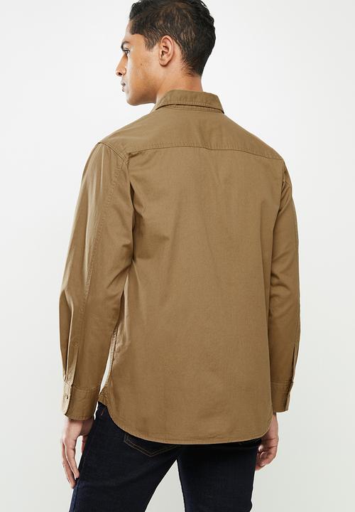 JEEP - Scotty long sleeve hardwearing plain workshirt - camel