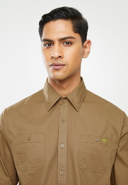 JEEP - Scotty long sleeve hardwearing plain workshirt - camel