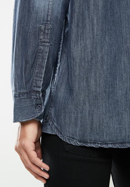 JEEP - Sivy plain long sleeve denim shirt - indigo