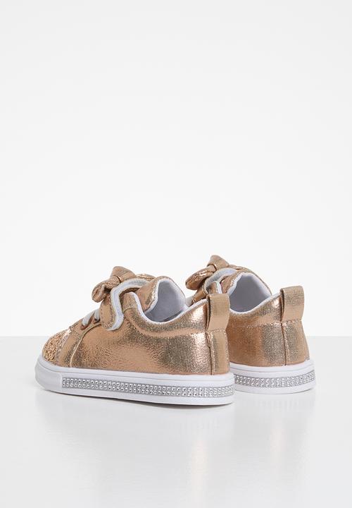 Pop Candy - Girls bow glitter sneakers - rose gold