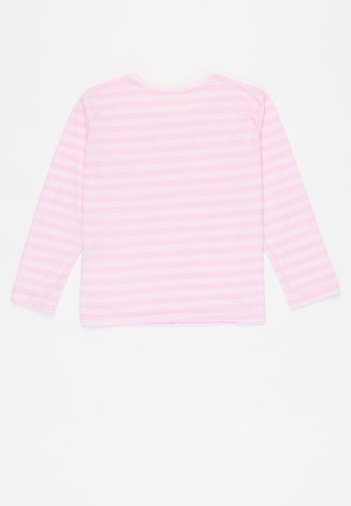 Rebel Republic - Girls 2 pack stripe tees - navy & pink 