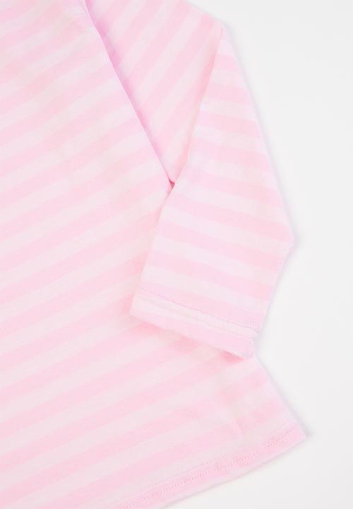 Rebel Republic - Girls 2 pack stripe tees - navy & pink 