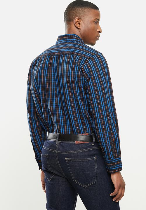 JEEP - Hadley long sleeve yd check shirt - black/olympian