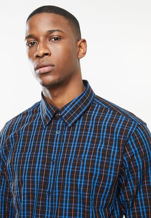 JEEP - Hadley long sleeve yd check shirt - black/olympian