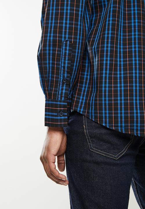 JEEP - Hadley long sleeve yd check shirt - black/olympian