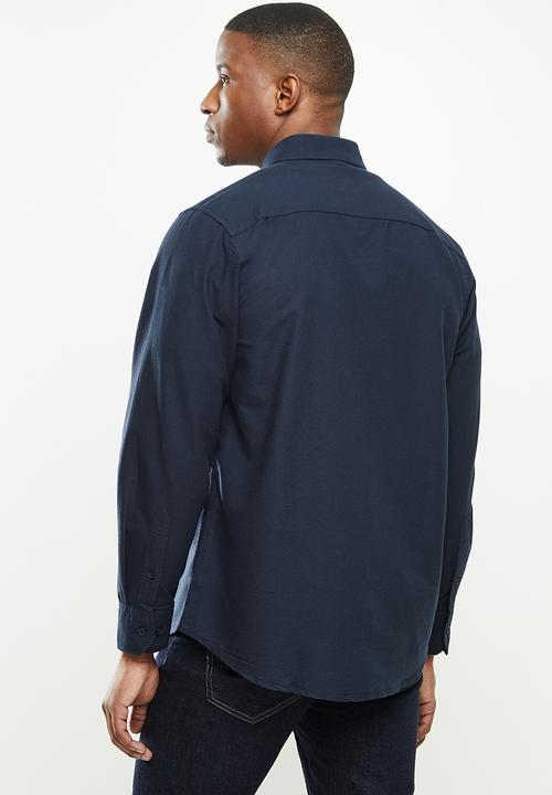 JEEP - Seth plain long sleeve easy iron oxford shirt - navy