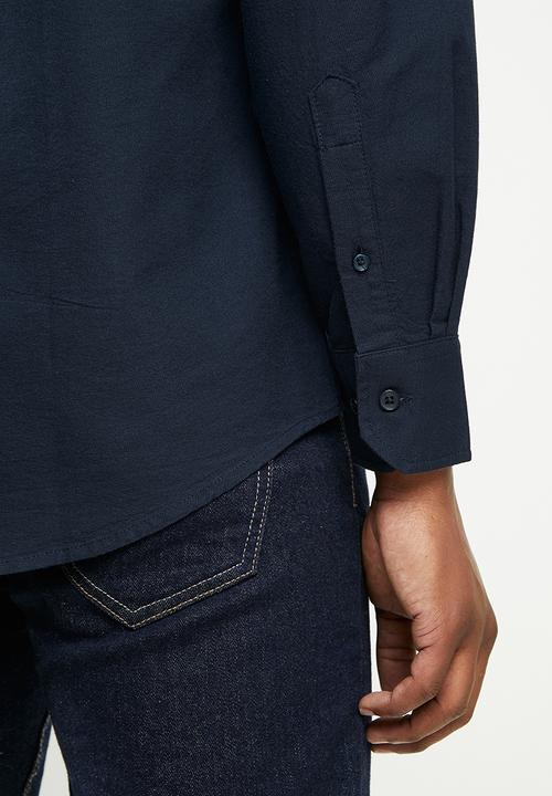 JEEP - Seth plain long sleeve easy iron oxford shirt - navy