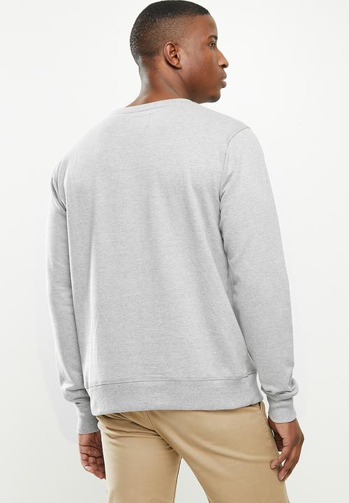 JEEP - Lyle graphic crew neck pullover - grey melange