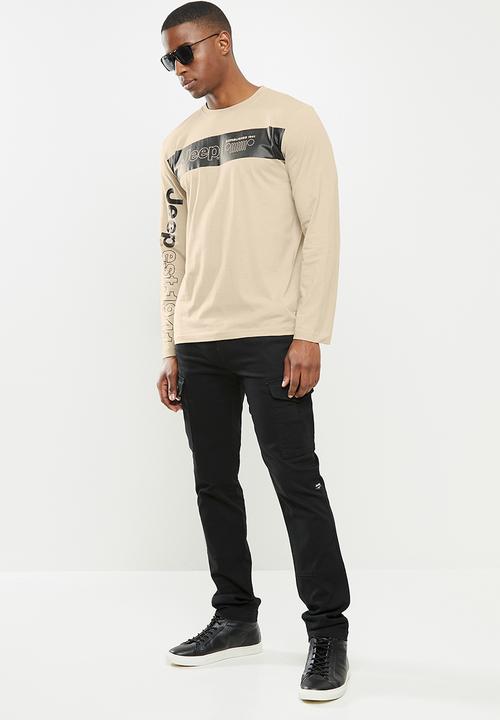 JEEP - David long sleeve graphic tee - stone