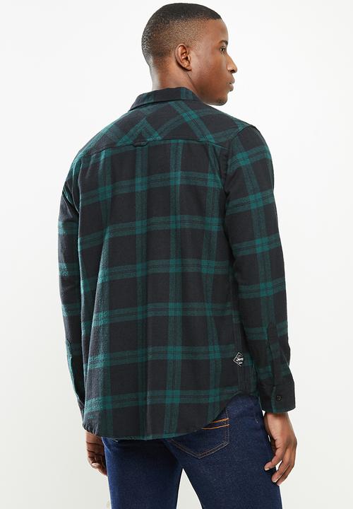 JEEP - Hugh long sleeve flannel yd check shirt - navy & green