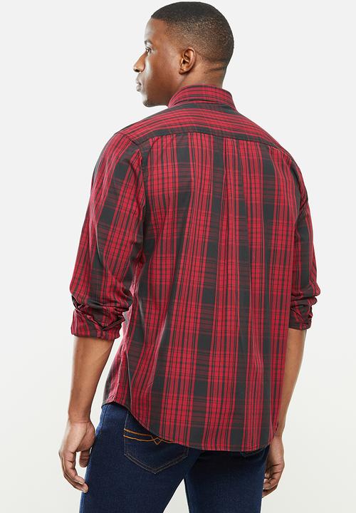 JEEP - Long sleeve regular base shirt - red & black