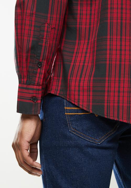 JEEP - Long sleeve regular base shirt - red & black
