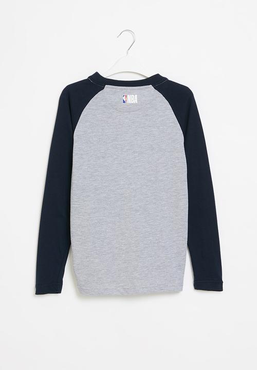 NBA - Nba icon logo long sleeve printed tee - grey & navy