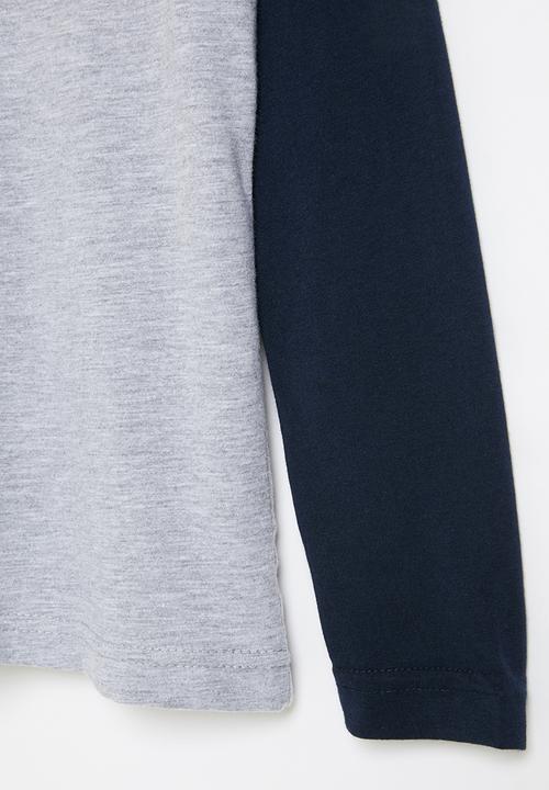 NBA - Nba icon logo long sleeve printed tee - grey & navy