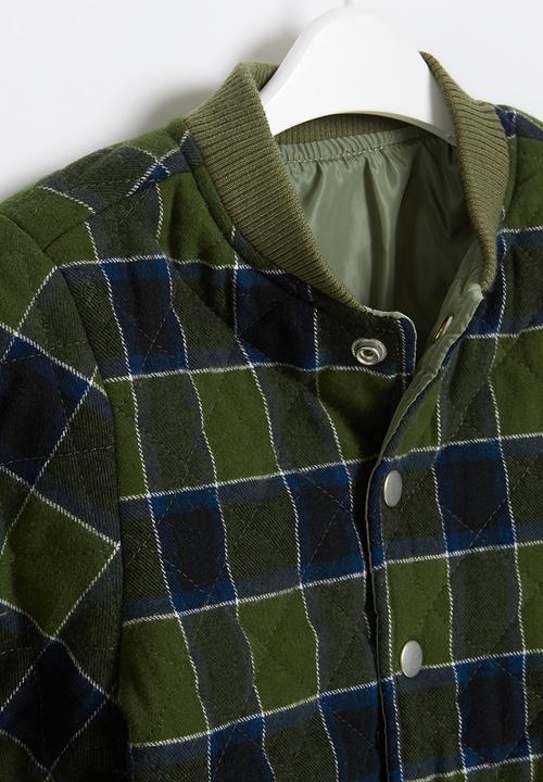Cotton On - Artie reversible bomber - swag green check