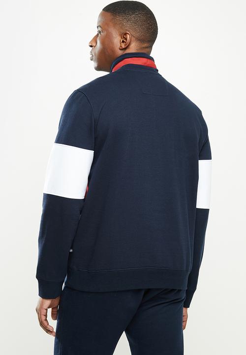 Nautica - Fleece blocked 1/4 zip - navy