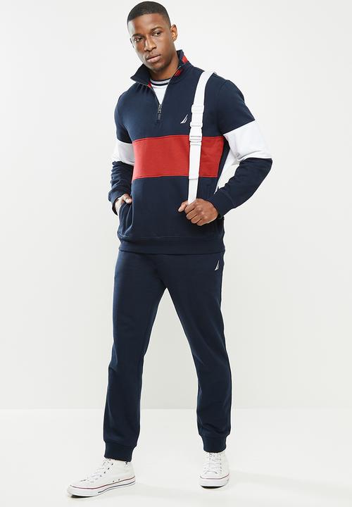 Nautica - Fleece blocked 1/4 zip - navy