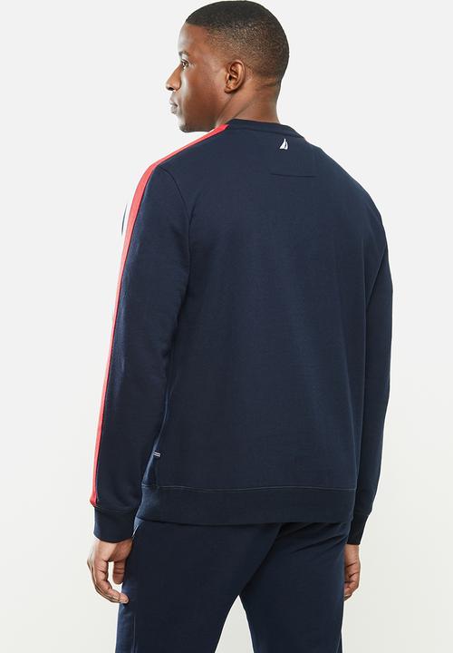 Nautica - Fleece logo crew - navy