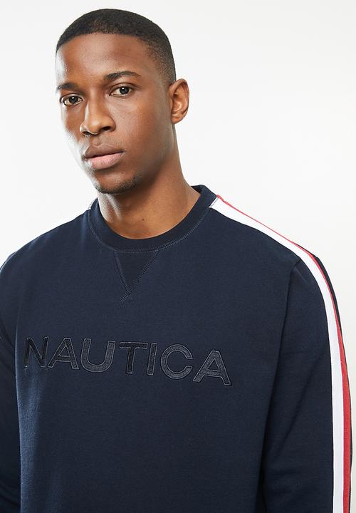 Nautica - Fleece logo crew - navy