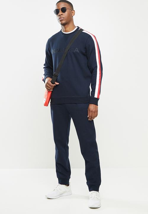 Nautica - Fleece logo crew - navy