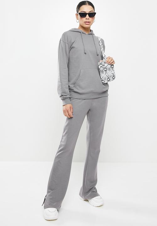 Missguided - Coord hoodie flare set - charcoal
