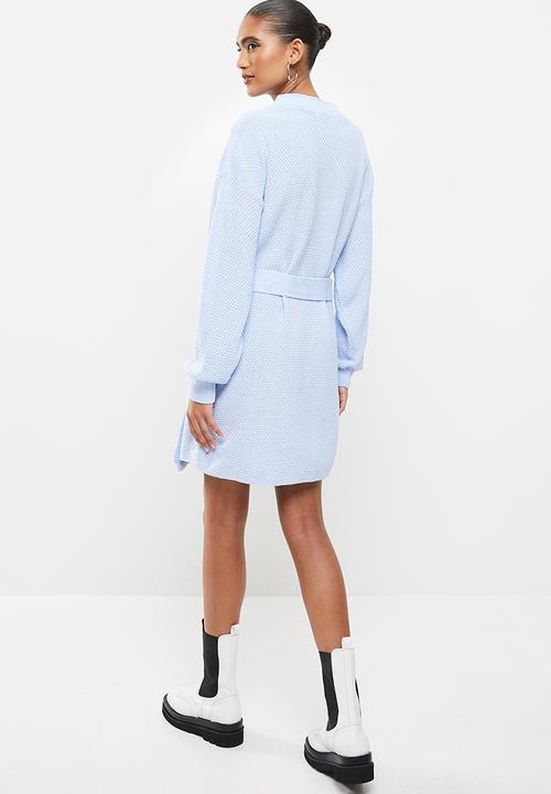 Glamorous - Belted knitted mini dress - light blue