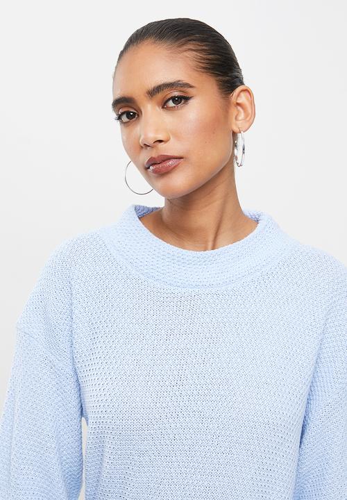 Glamorous - Belted knitted mini dress - light blue