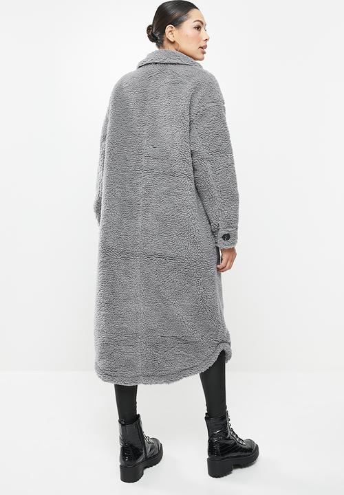 Missguided - Borg longline shacket - sleek slate