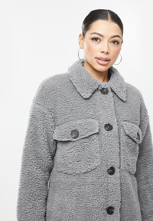 Missguided - Borg longline shacket - sleek slate