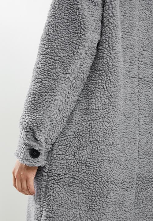 Missguided - Borg longline shacket - sleek slate