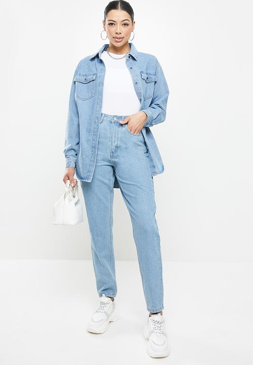 Missguided - Mid wash riot jeans co ord - blue