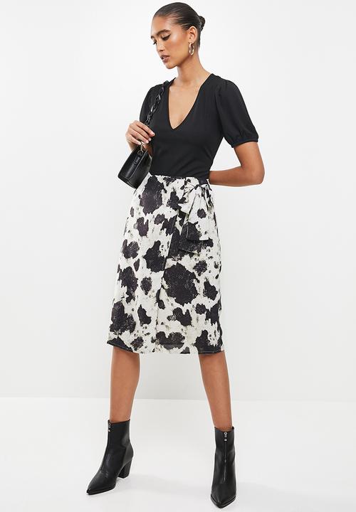 Glamorous - Midi wrap skirt - stone & black