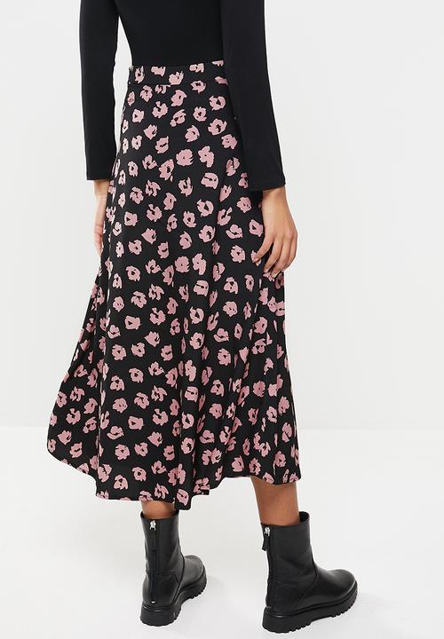 Glamorous - Midi slit skirt - black & pink