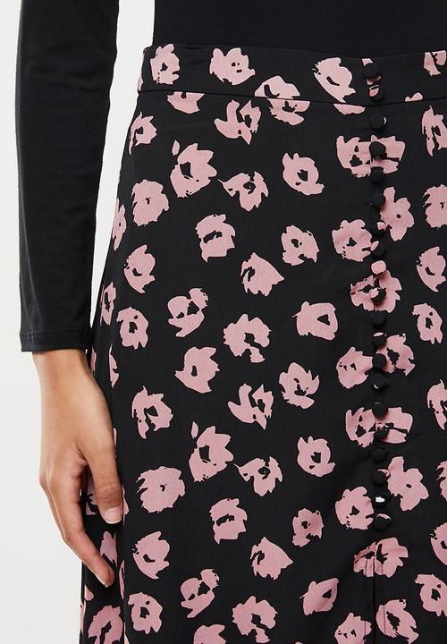 Glamorous - Midi slit skirt - black & pink