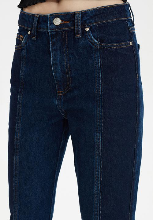 Trendyol - Block wash detailed high waist mom jeans - dark blue