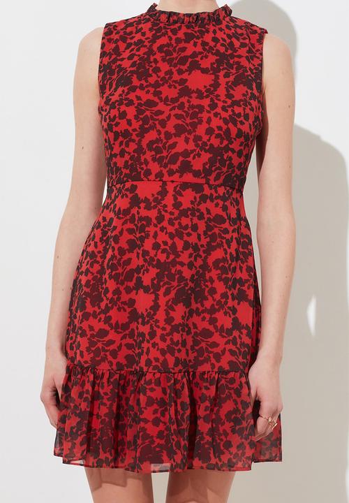 Trendyol - Patterned frilly dress - red