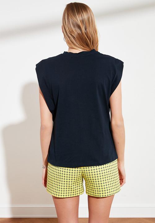 Trendyol - Sleeveless basic knitted T-shirt - navy