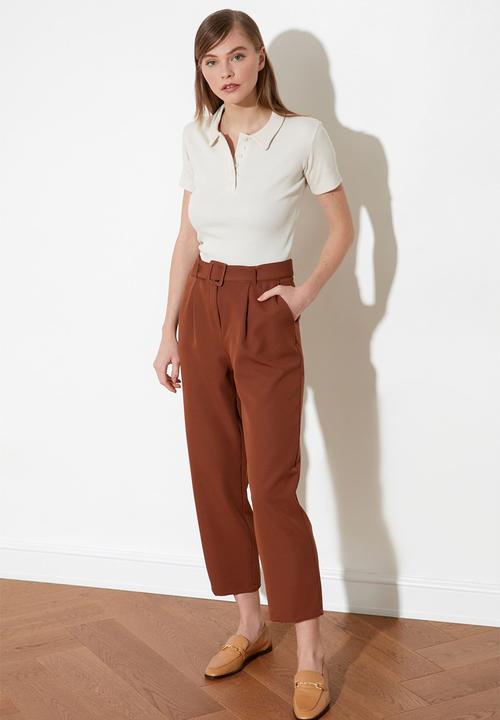 Trendyol - Button detailed corded knit blouse - beige
