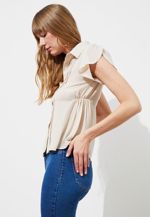 Trendyol - Lace detailed shirt - beige
