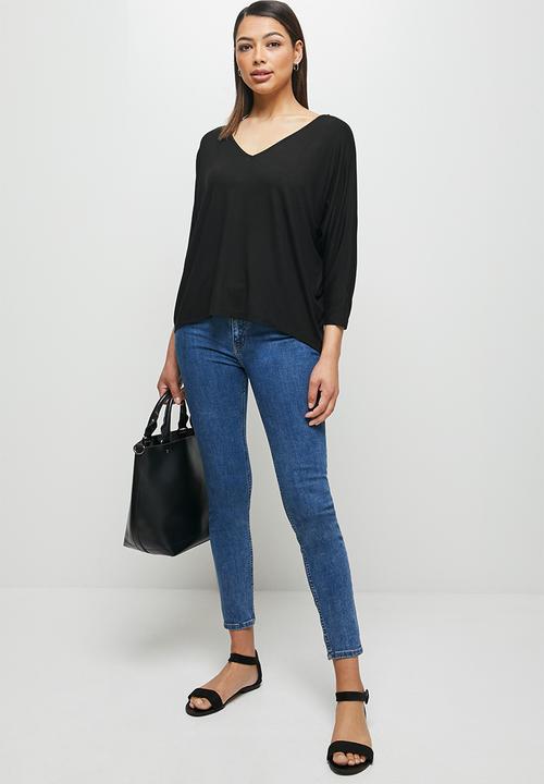 edit - Conscious v-neck dolman boxy tee - black