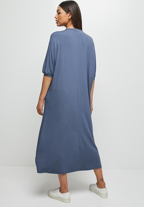 edit - Conscious elbow sleeve swing midi - blue