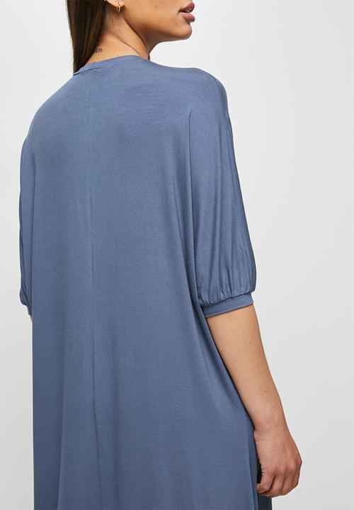 edit - Conscious elbow sleeve swing midi - blue