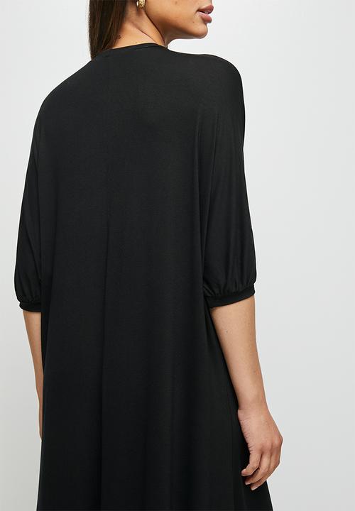 edit - Conscious elbow sleeve swing midi - black