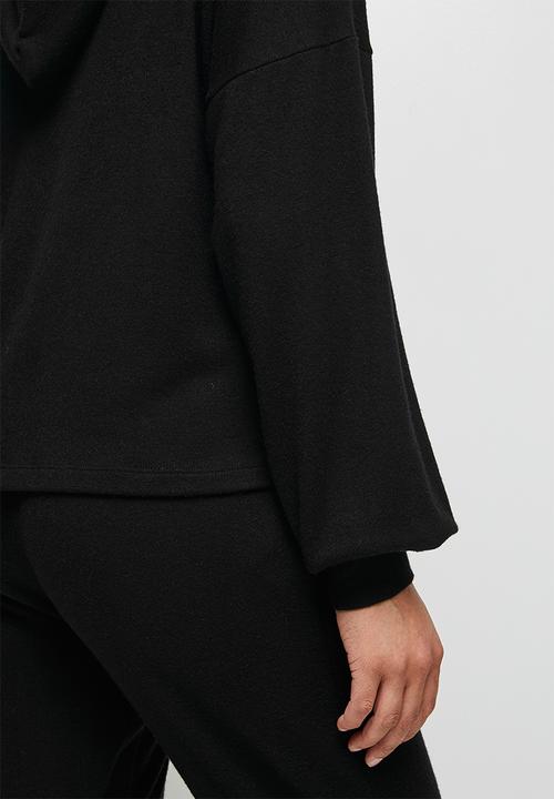 edit - Long sleeve oversized hooded top - black
