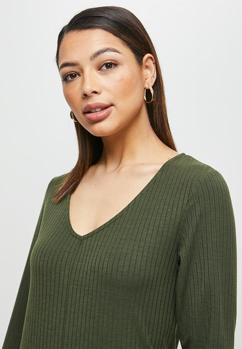 edit - Loose fit ribbed jumpsuit - khaki